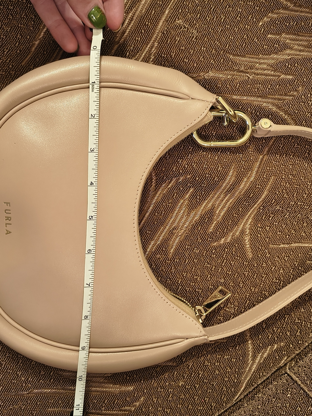 Furla Blush Nude Primavera Leather Crescent Shoulder Bag - Picture 4 of 6